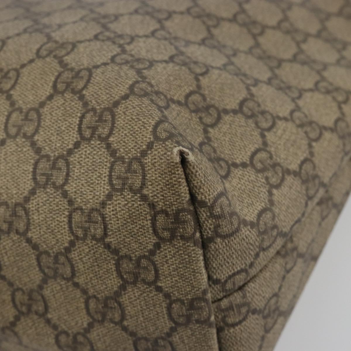 GUCCI GG Supreme Web Sherry Line Tote Bag PVC Beige Gold 211134 Auth 193984