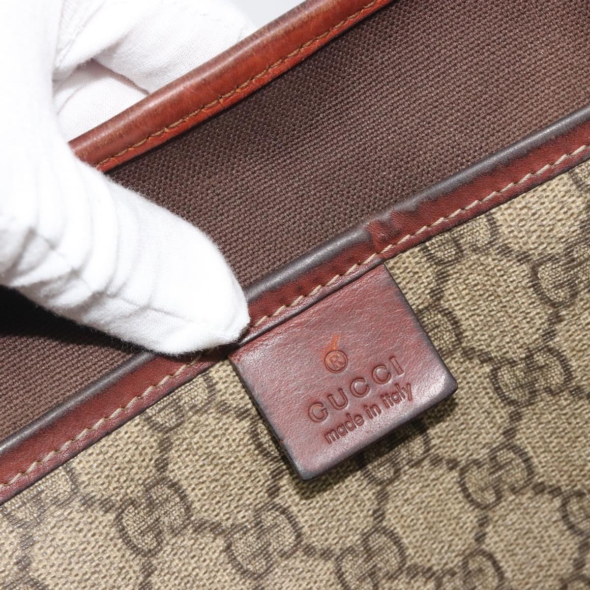 GUCCI GG Supreme Web Sherry Line Tote Bag PVC Beige Gold 211134 Auth 193984