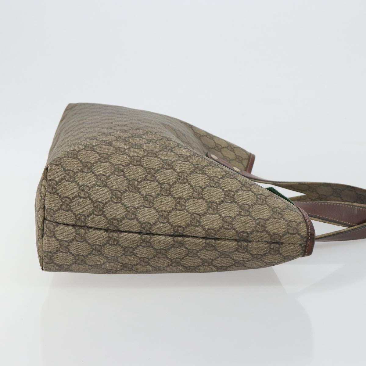 GUCCI GG Supreme Web Sherry Line Tote Bag PVC Beige Gold 211134 Auth 193984