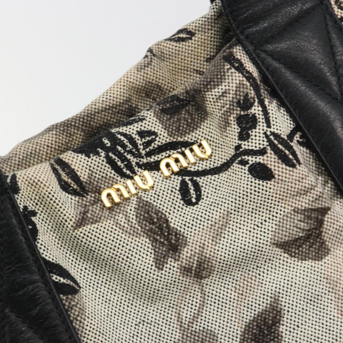 Miu Miu Tote Bag Canvas Beige Gold Auth 193986