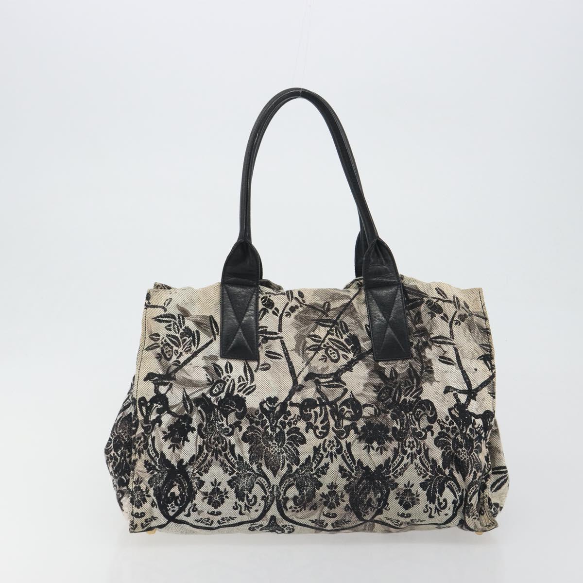 Miu Miu Tote Bag Canvas Beige Gold Auth 193986