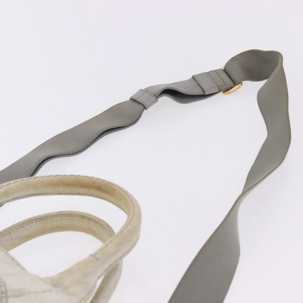 PRADA Canapa PM Hand Bag Canvas 2way Gray Gold Auth 193992