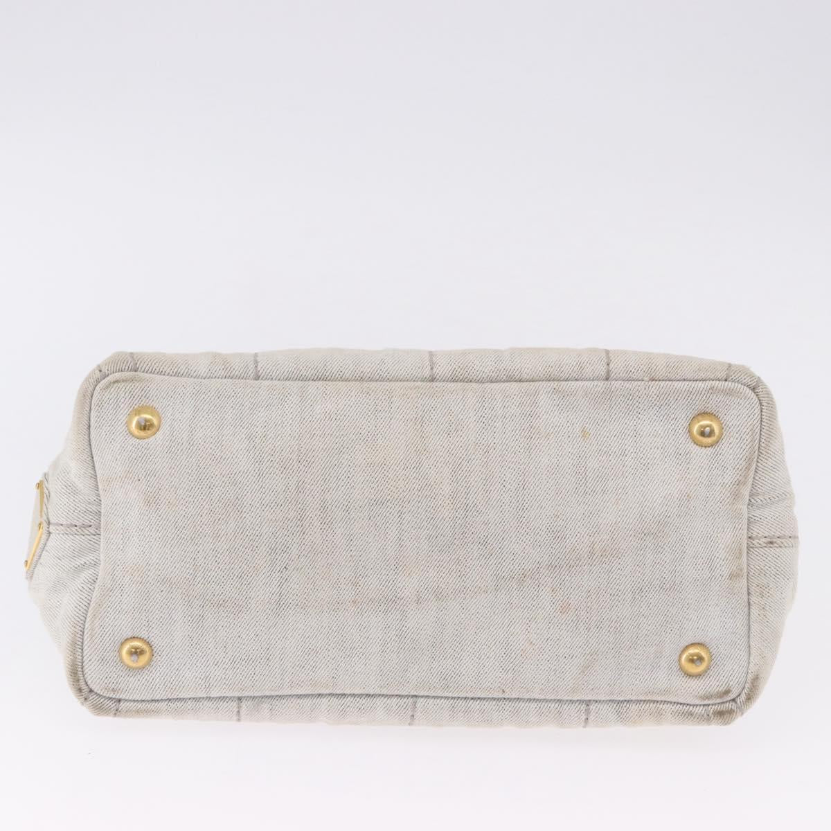 PRADA Canapa PM Hand Bag Canvas 2way Gray Gold Auth 193992