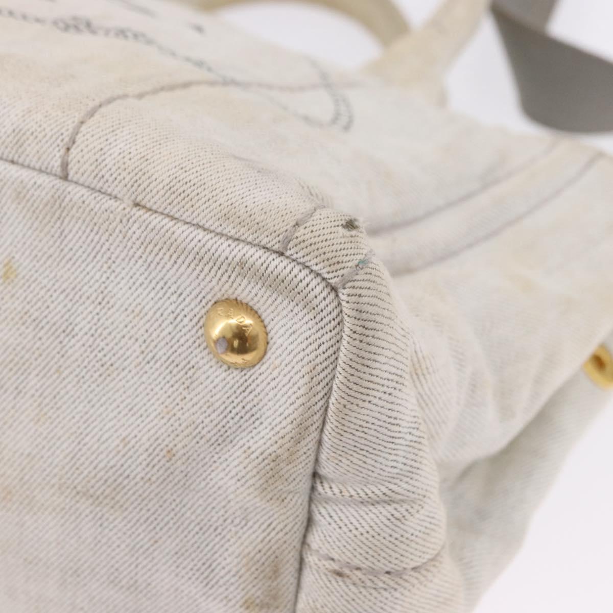 PRADA Canapa PM Hand Bag Canvas 2way Gray Gold Auth 193992