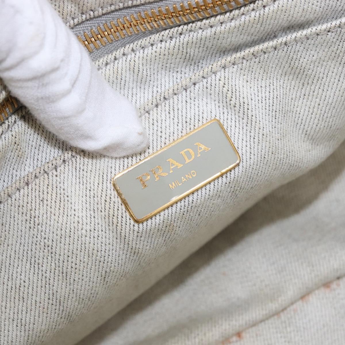 PRADA Canapa PM Hand Bag Canvas 2way Gray Gold Auth 193992