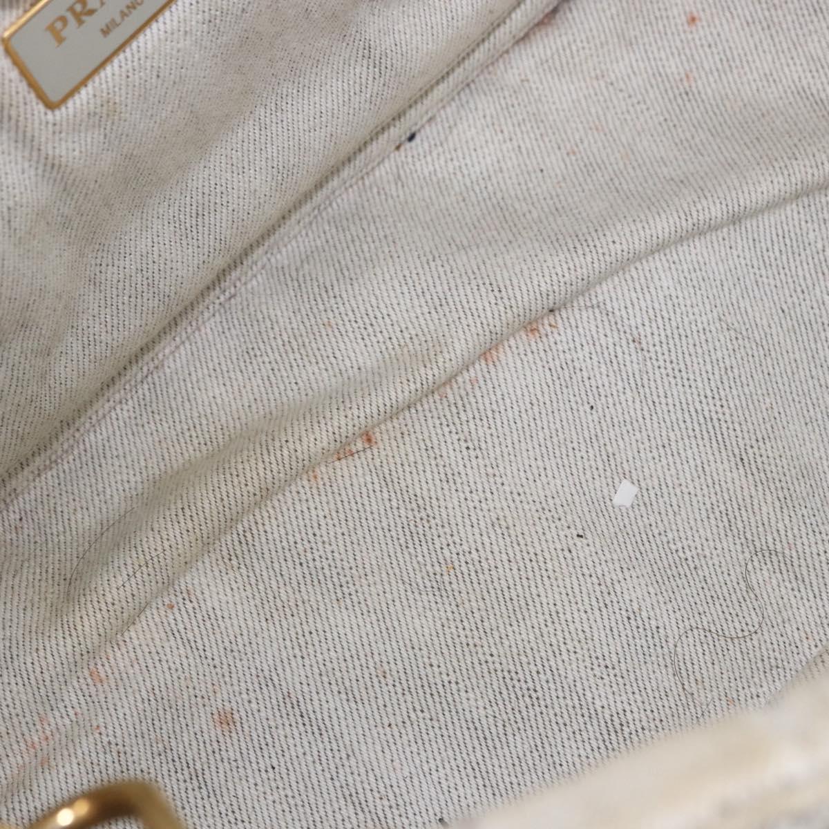 PRADA Canapa PM Hand Bag Canvas 2way Gray Gold Auth 193992