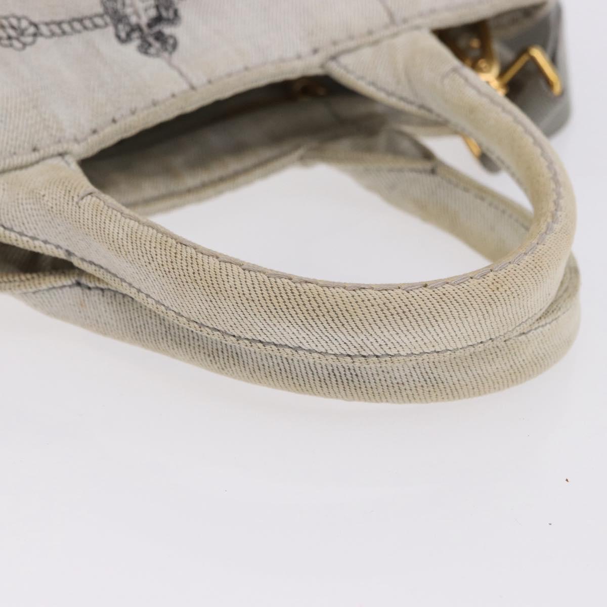 PRADA Canapa PM Hand Bag Canvas 2way Gray Gold Auth 193992
