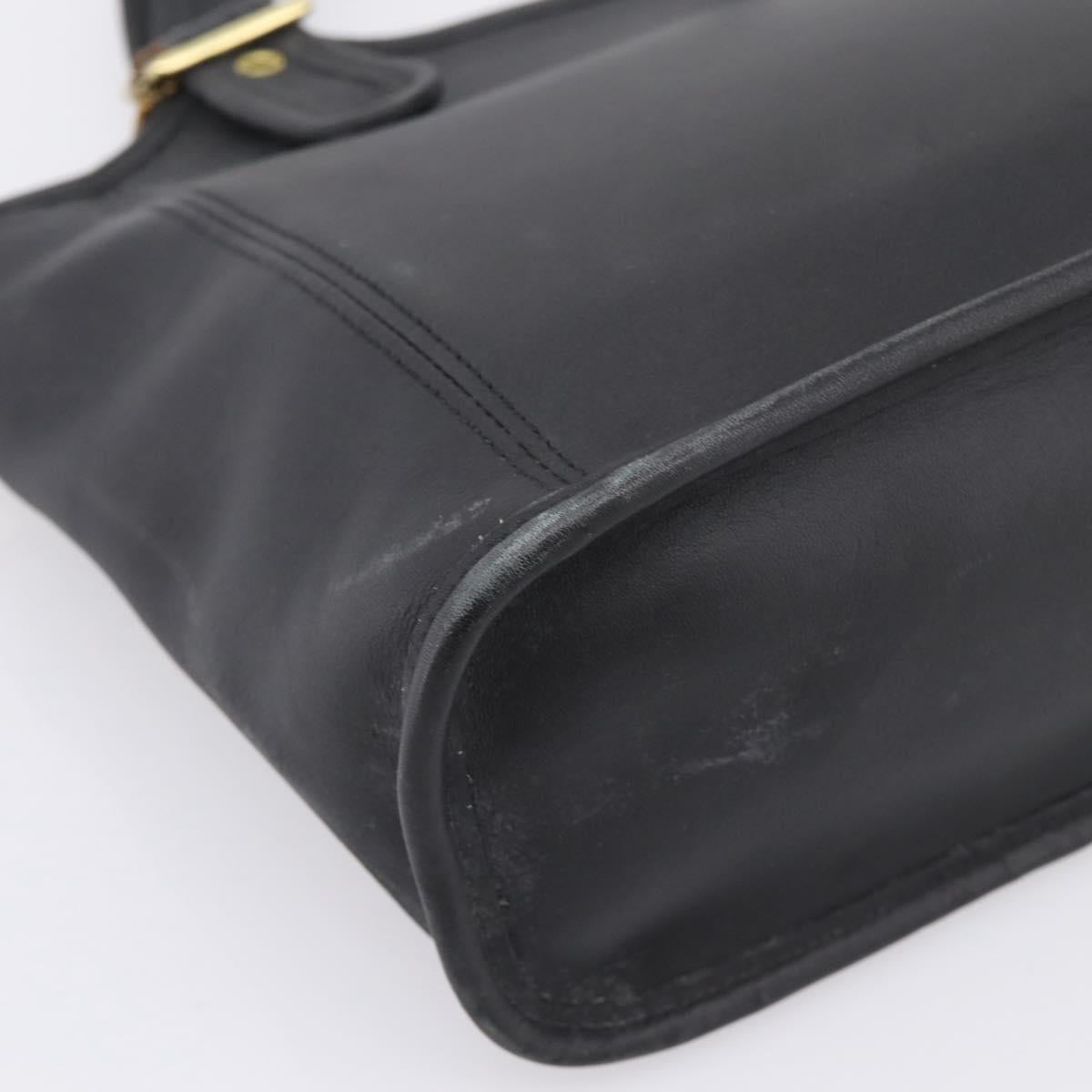 Coach Shoulder Bag Leather Black Gold Auth 193995