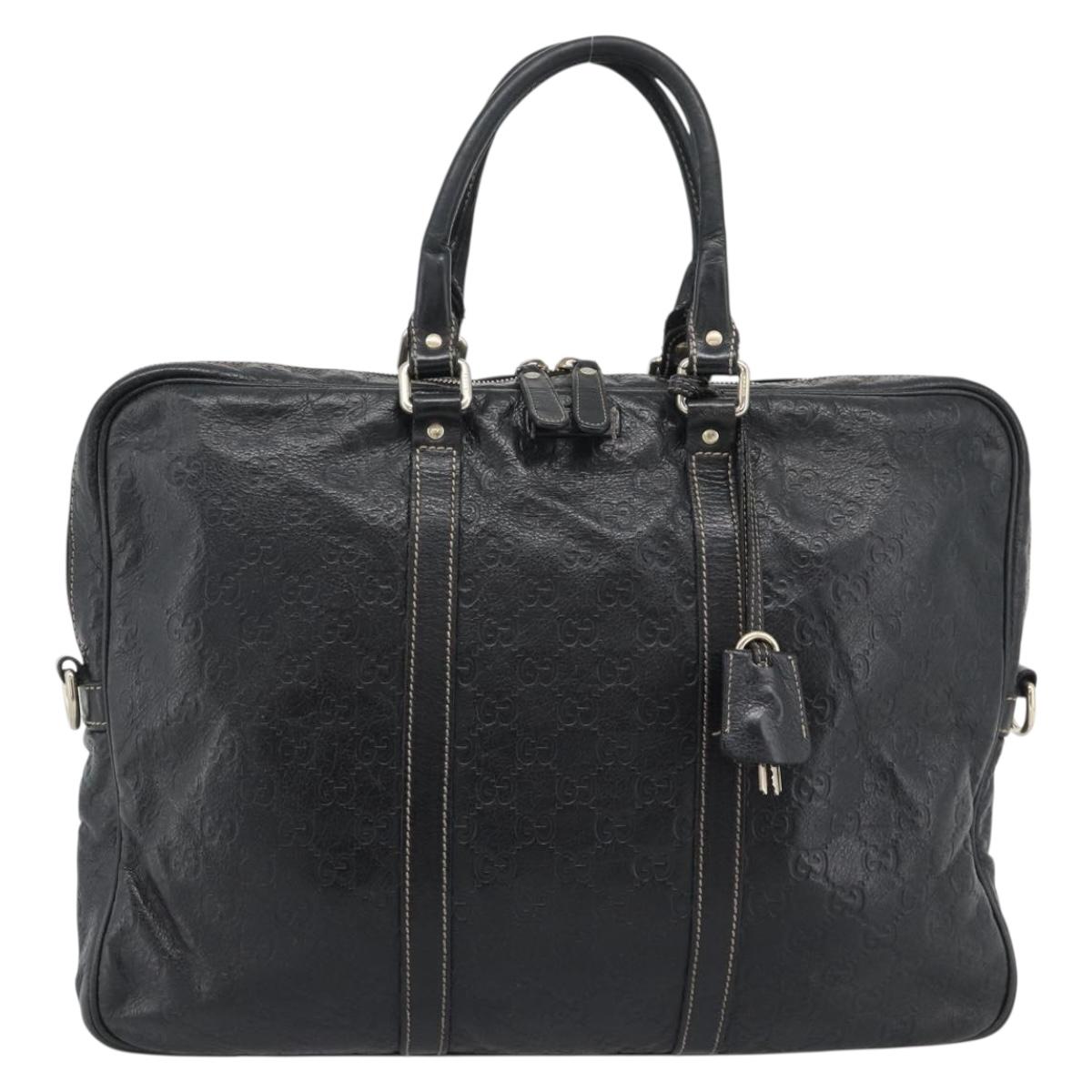 GUCCI GG Canvas Guccissima Bag Leather 2way Black Gold 201480 Auth 193998