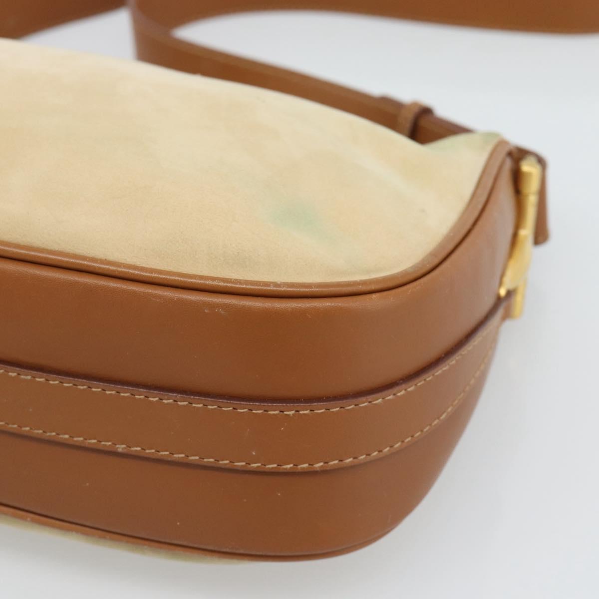 GUCCI Shoulder Bag Suede Outlet Beige Gold 007 090 0213 Auth 194001