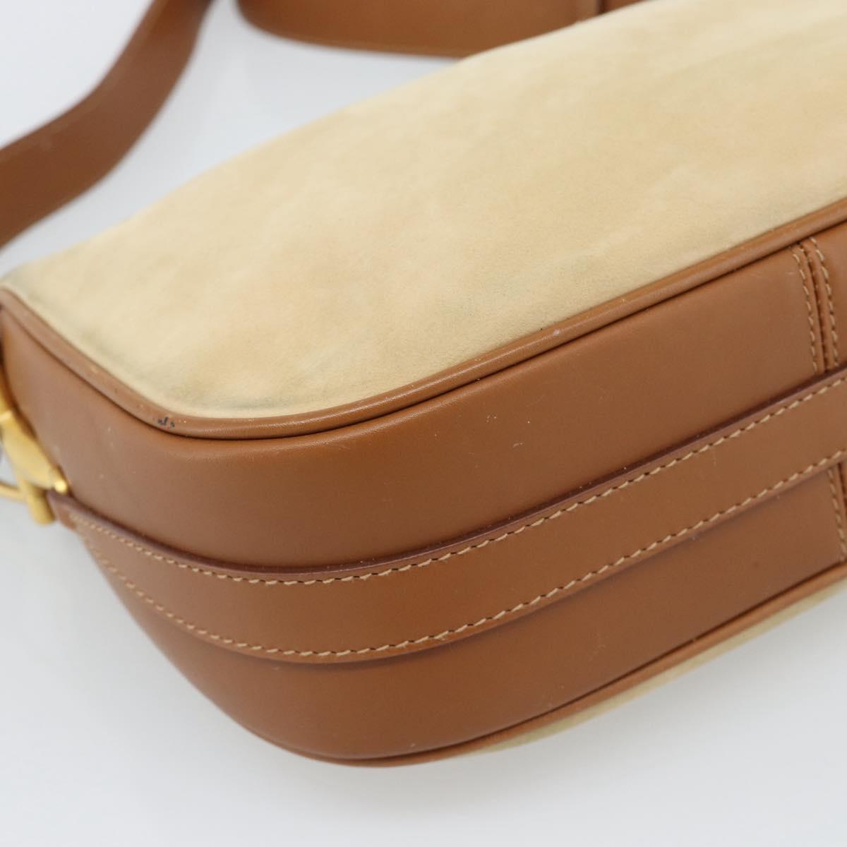 GUCCI Shoulder Bag Suede Outlet Beige Gold 007 090 0213 Auth 194001