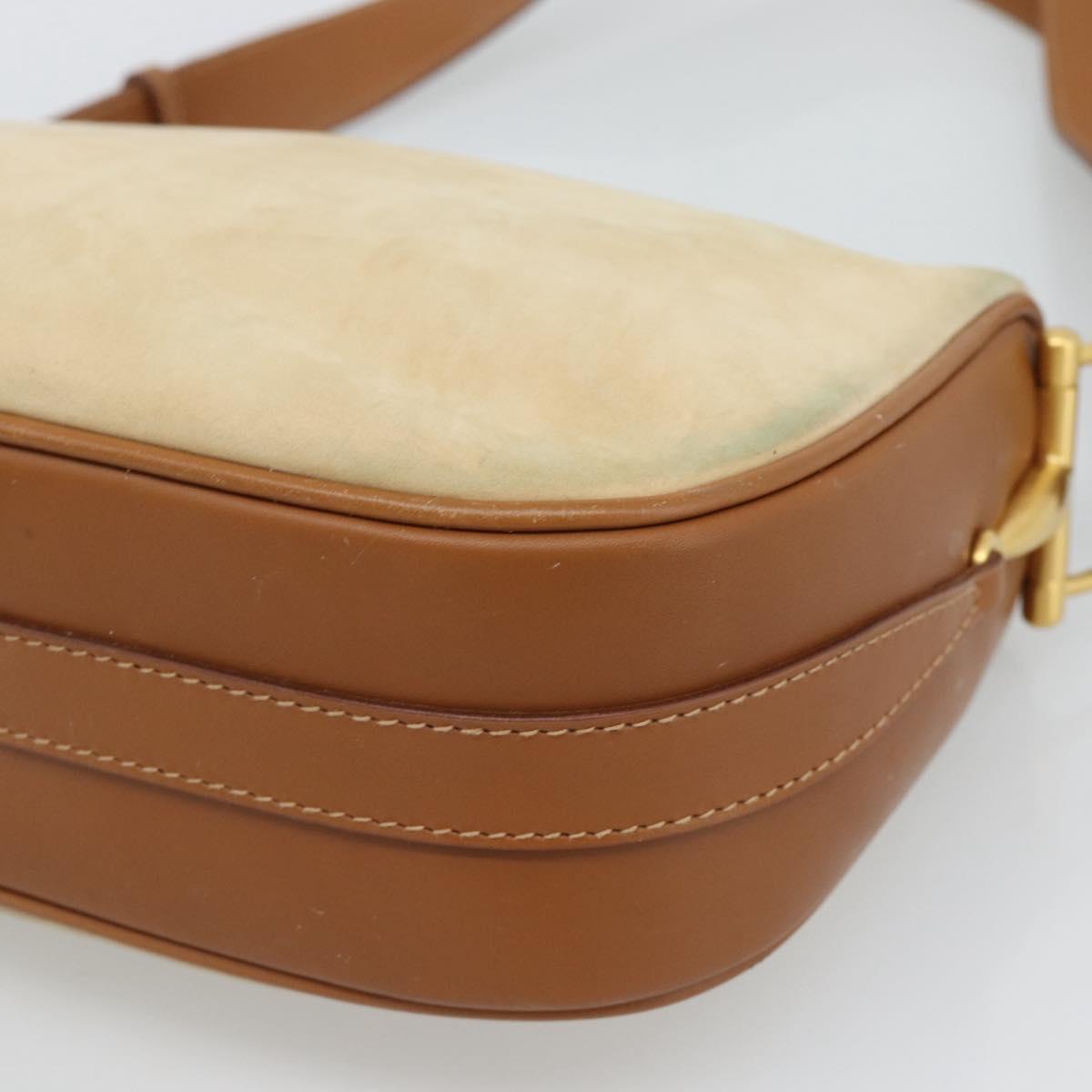 GUCCI Shoulder Bag Suede Outlet Beige Gold 007 090 0213 Auth 194001
