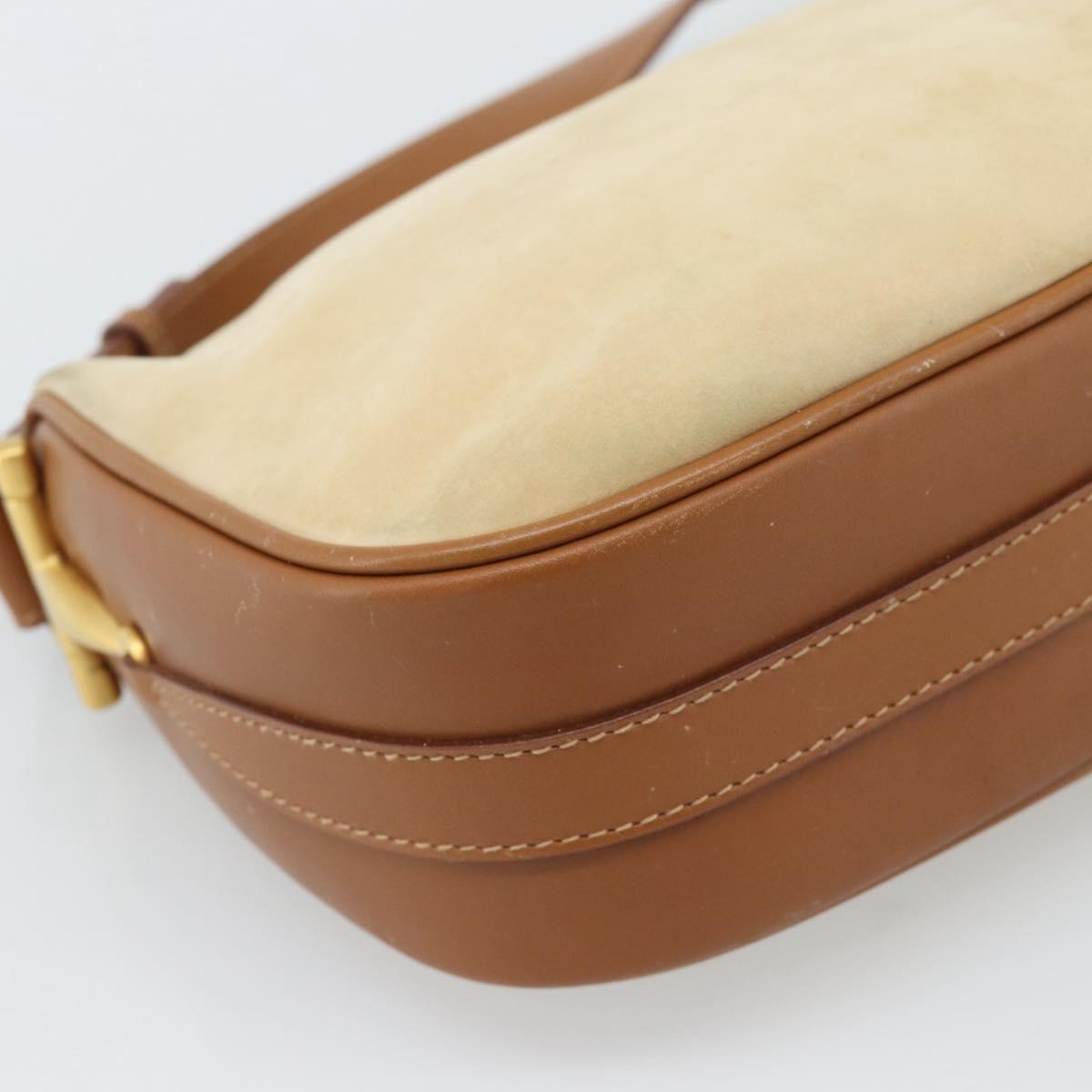GUCCI Shoulder Bag Suede Outlet Beige Gold 007 090 0213 Auth 194001