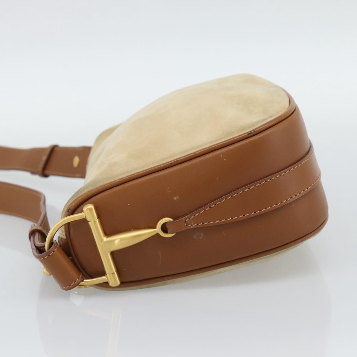 GUCCI Shoulder Bag Suede Outlet Beige Gold 007 090 0213 Auth 194001