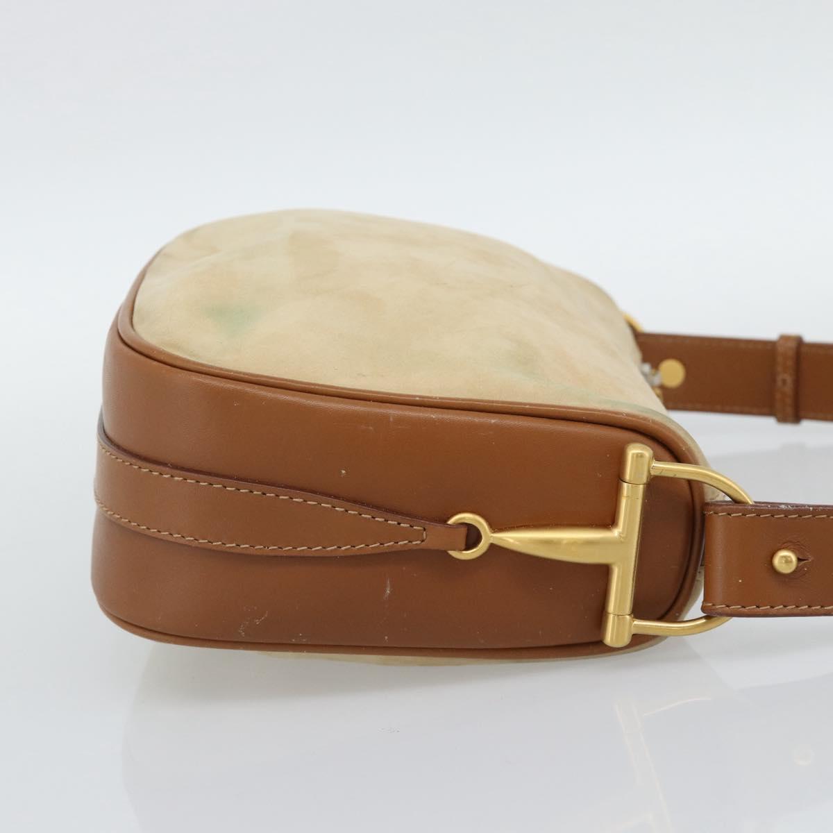 GUCCI Shoulder Bag Suede Outlet Beige Gold 007 090 0213 Auth 194001
