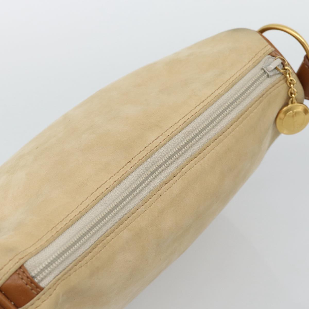 GUCCI Shoulder Bag Suede Outlet Beige Gold 007 090 0213 Auth 194001