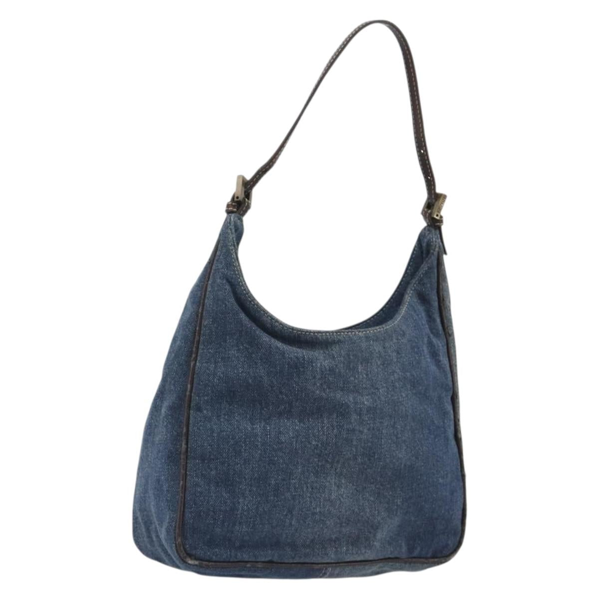 FENDI Hand Bag Denim Blue Auth 194002