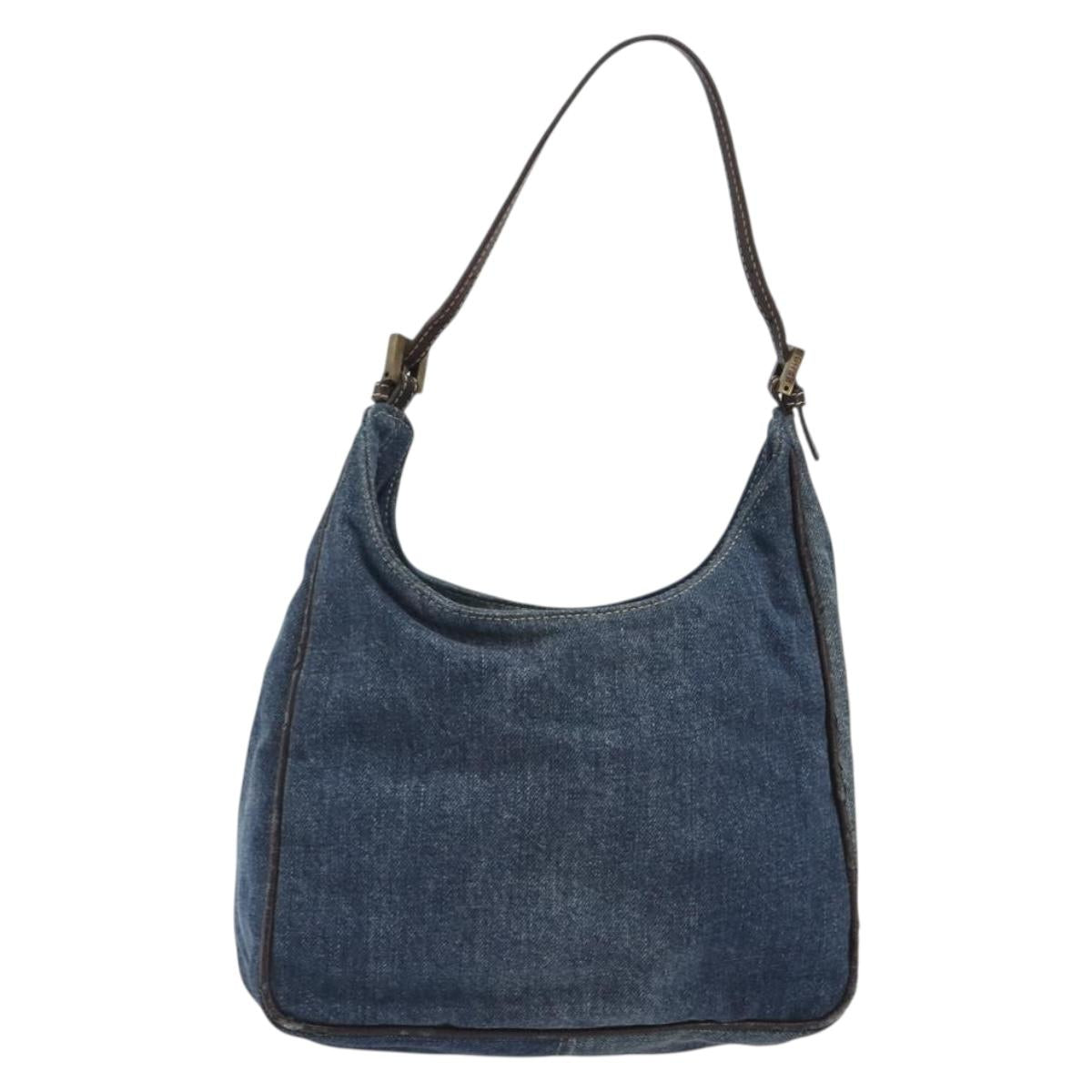 FENDI Hand Bag Denim Blue Auth 194002