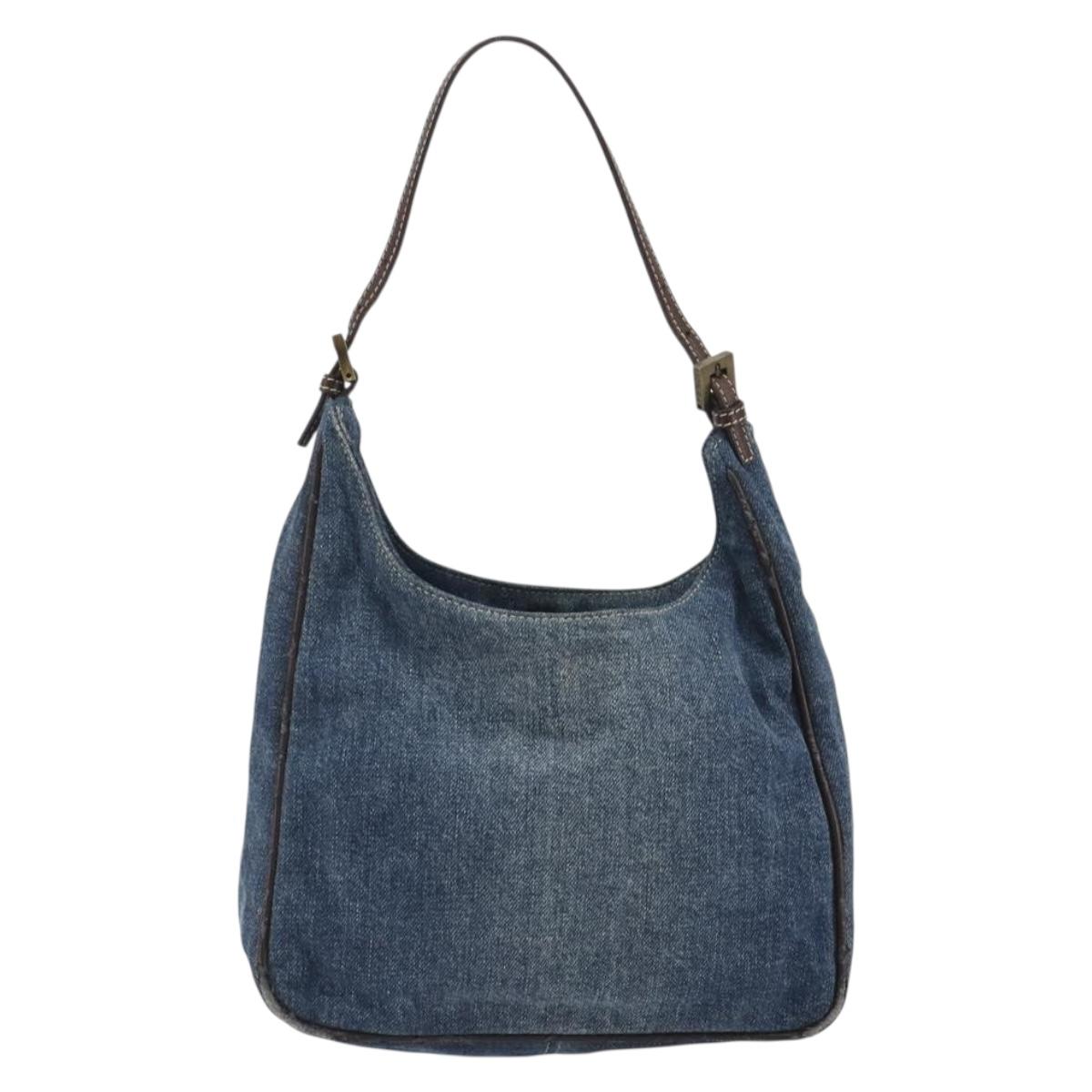 FENDI Hand Bag Denim Blue Auth 194002