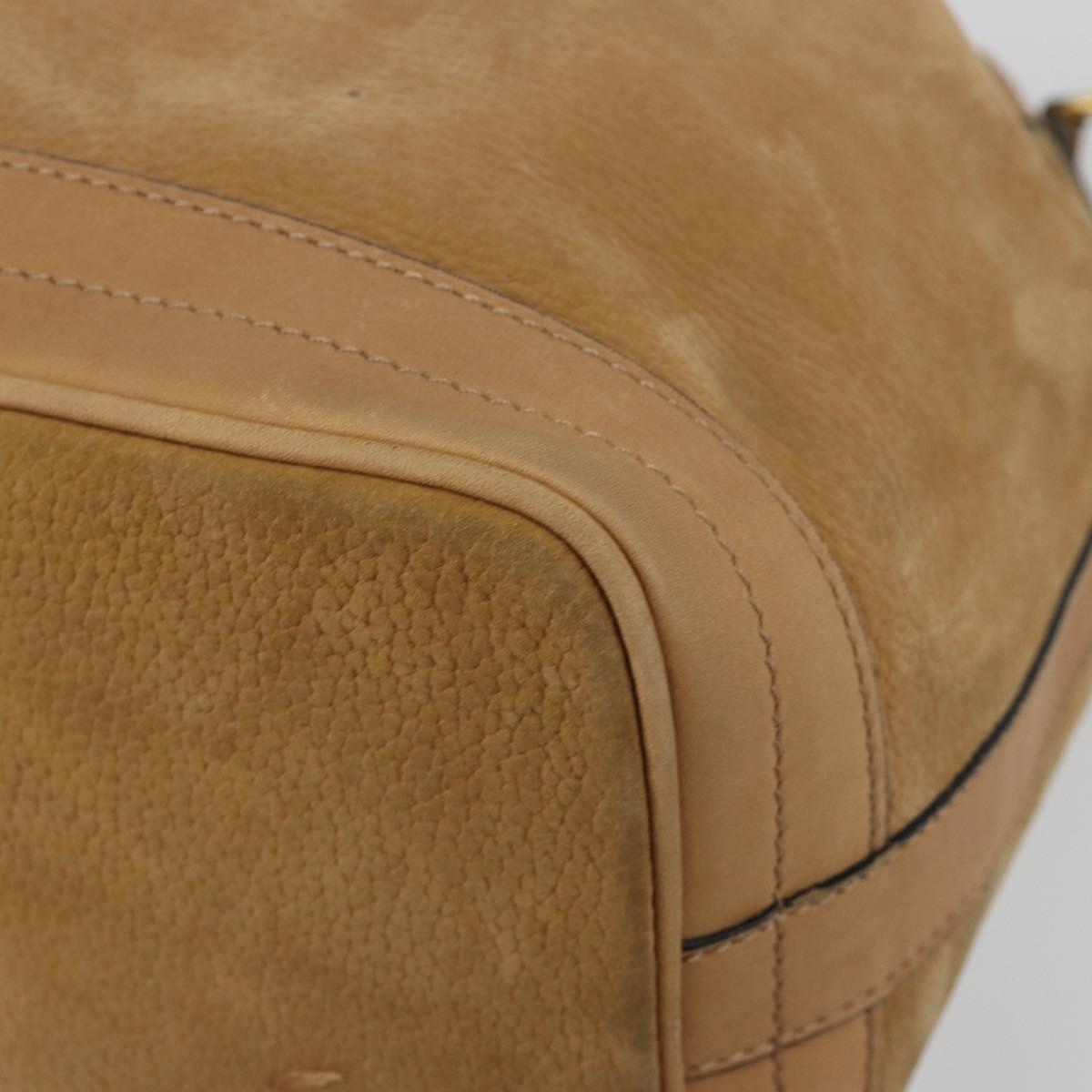CELINE Shoulder Bag Leather Beige Gold Auth 194005