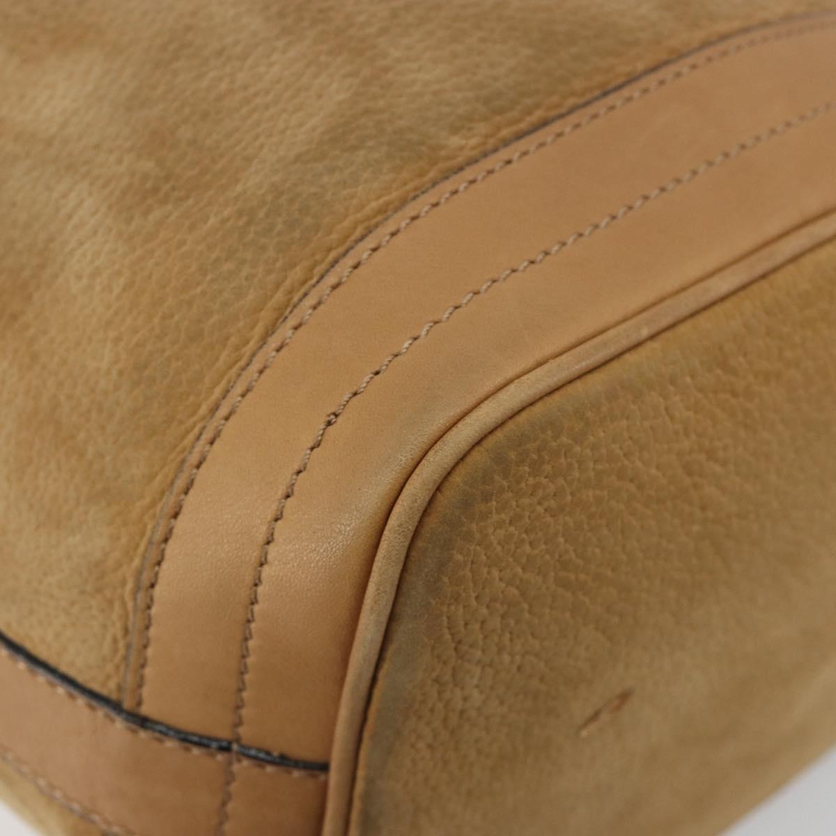 CELINE Shoulder Bag Leather Beige Gold Auth 194005