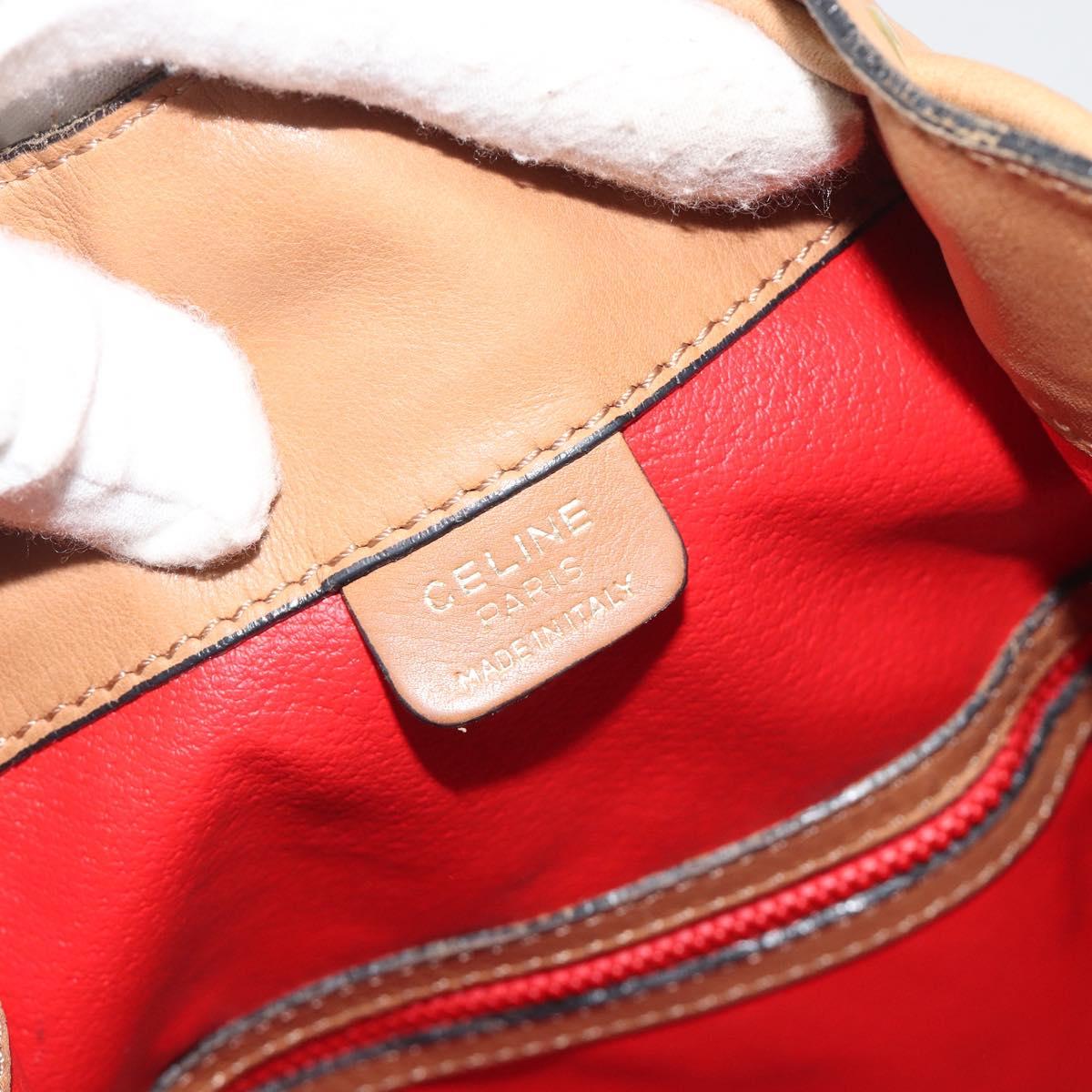 CELINE Shoulder Bag Leather Beige Gold Auth 194005