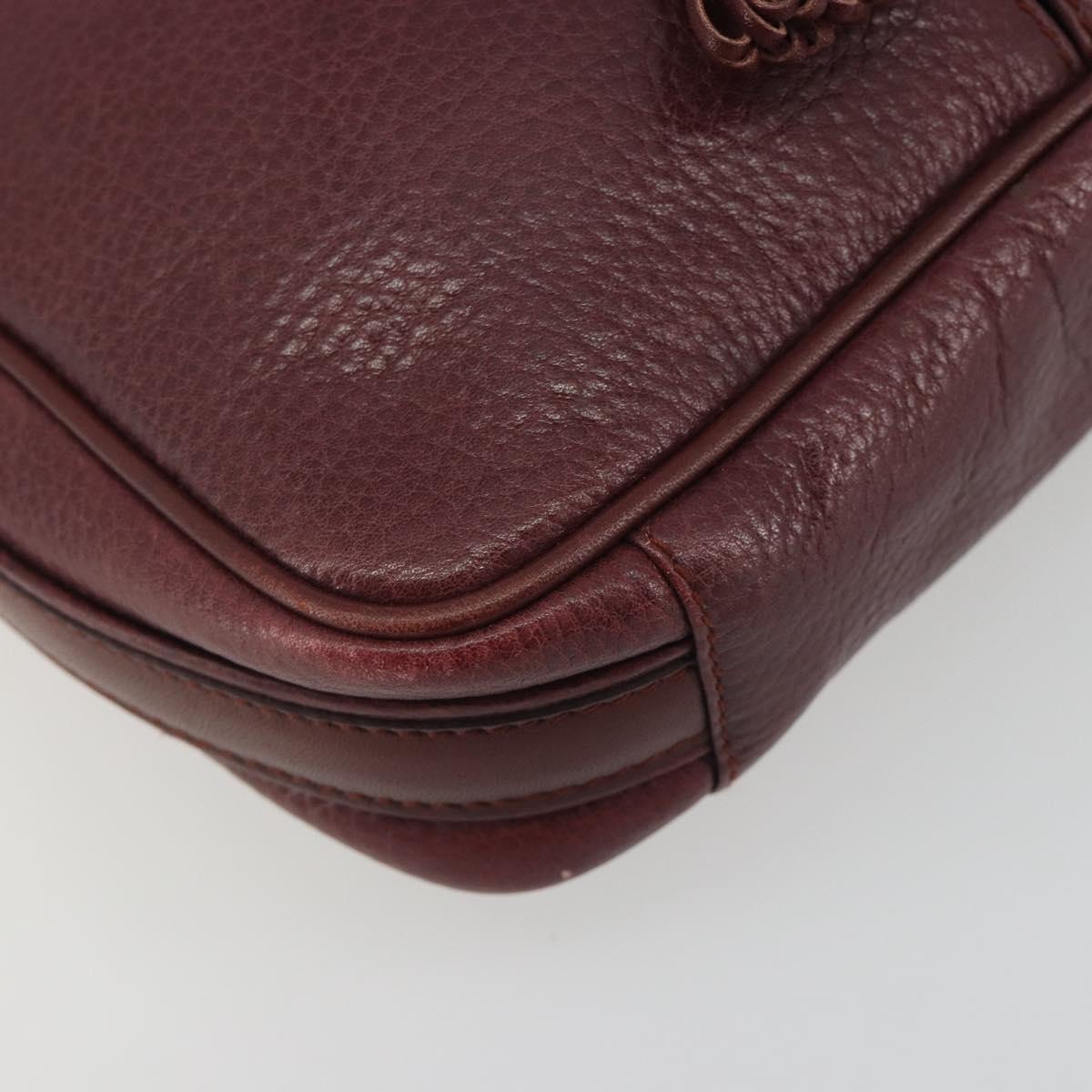 CARTIER Must Line Shoulder Bag Leather Bordeaux Gold Auth 194006