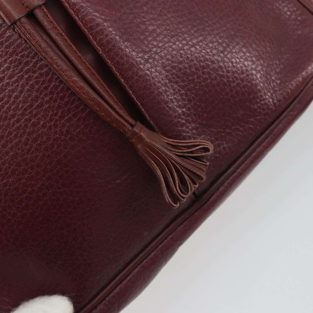 CARTIER Must Line Shoulder Bag Leather Bordeaux Gold Auth 194006