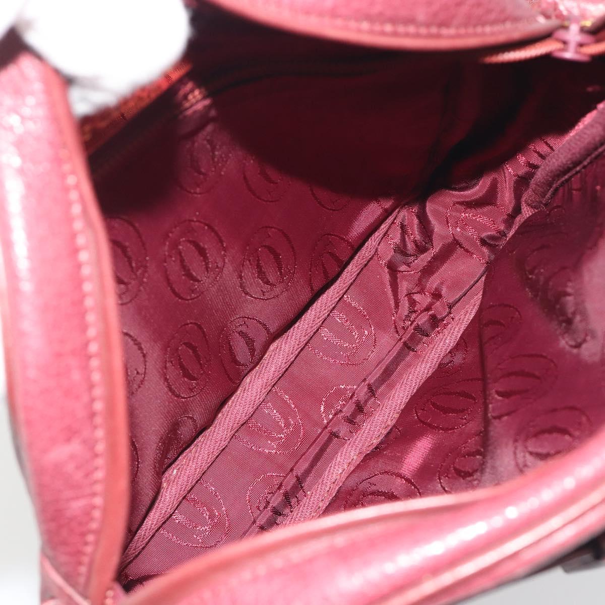CARTIER Must Line Shoulder Bag Leather Bordeaux Gold Auth 194006