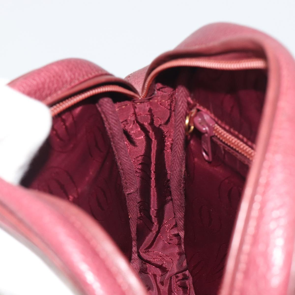 CARTIER Must Line Shoulder Bag Leather Bordeaux Gold Auth 194006