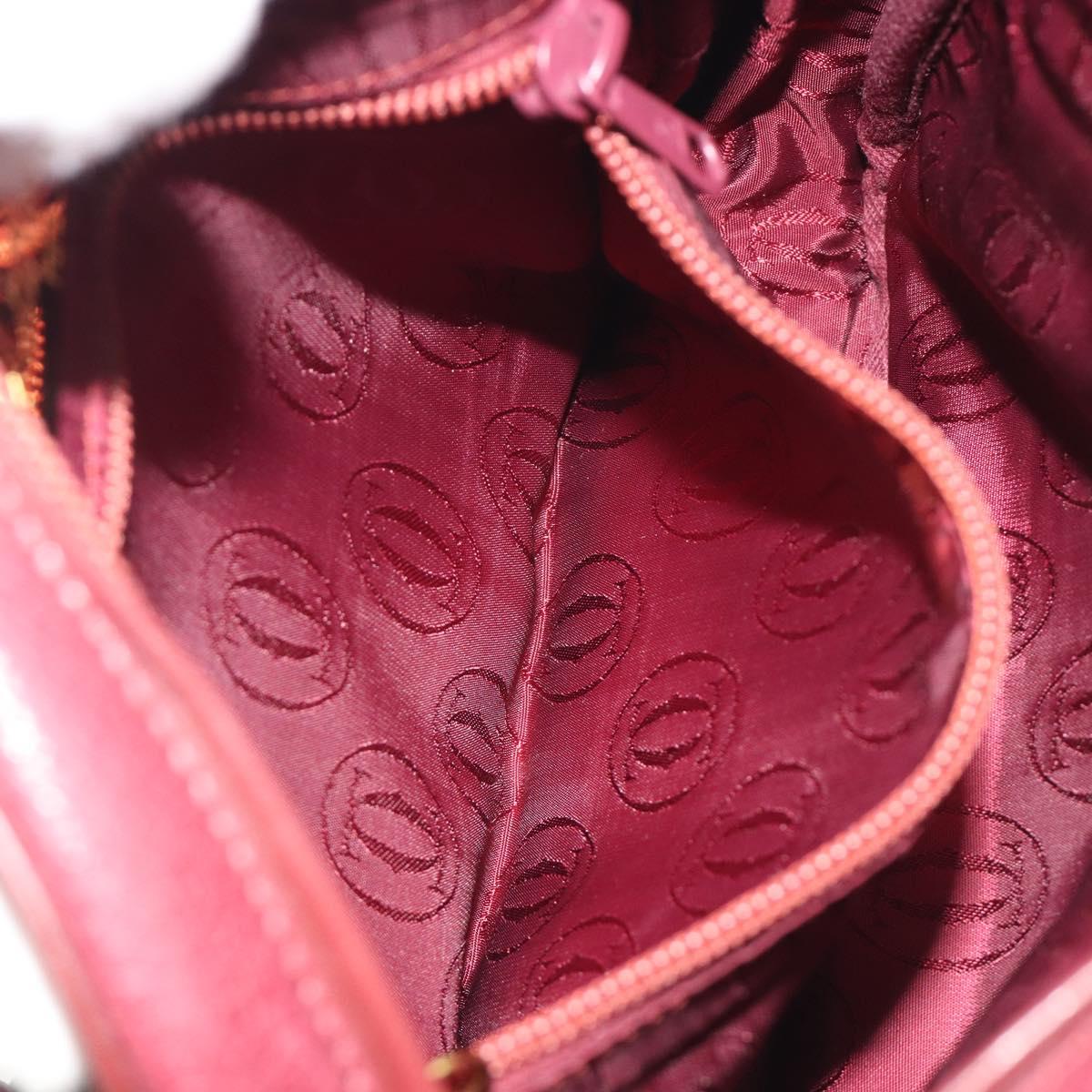 CARTIER Must Line Shoulder Bag Leather Bordeaux Gold Auth 194006