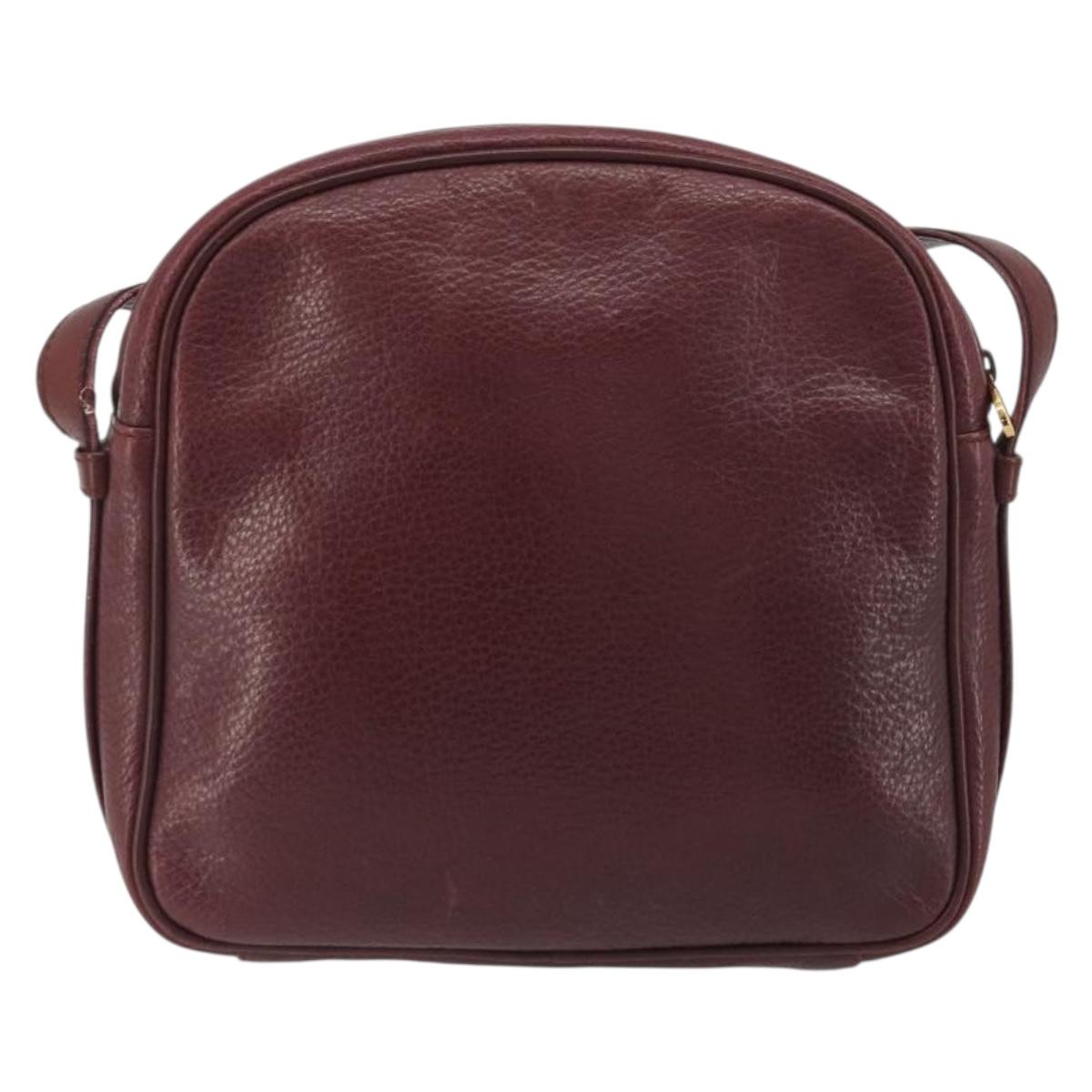 CARTIER Must Line Shoulder Bag Leather Bordeaux Gold Auth 194006