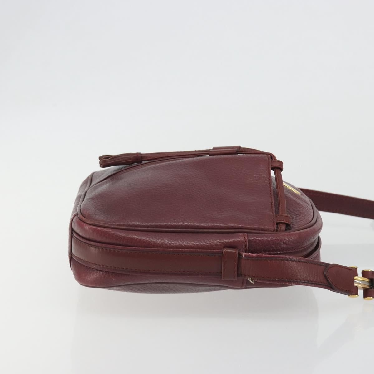 CARTIER Must Line Shoulder Bag Leather Bordeaux Gold Auth 194006