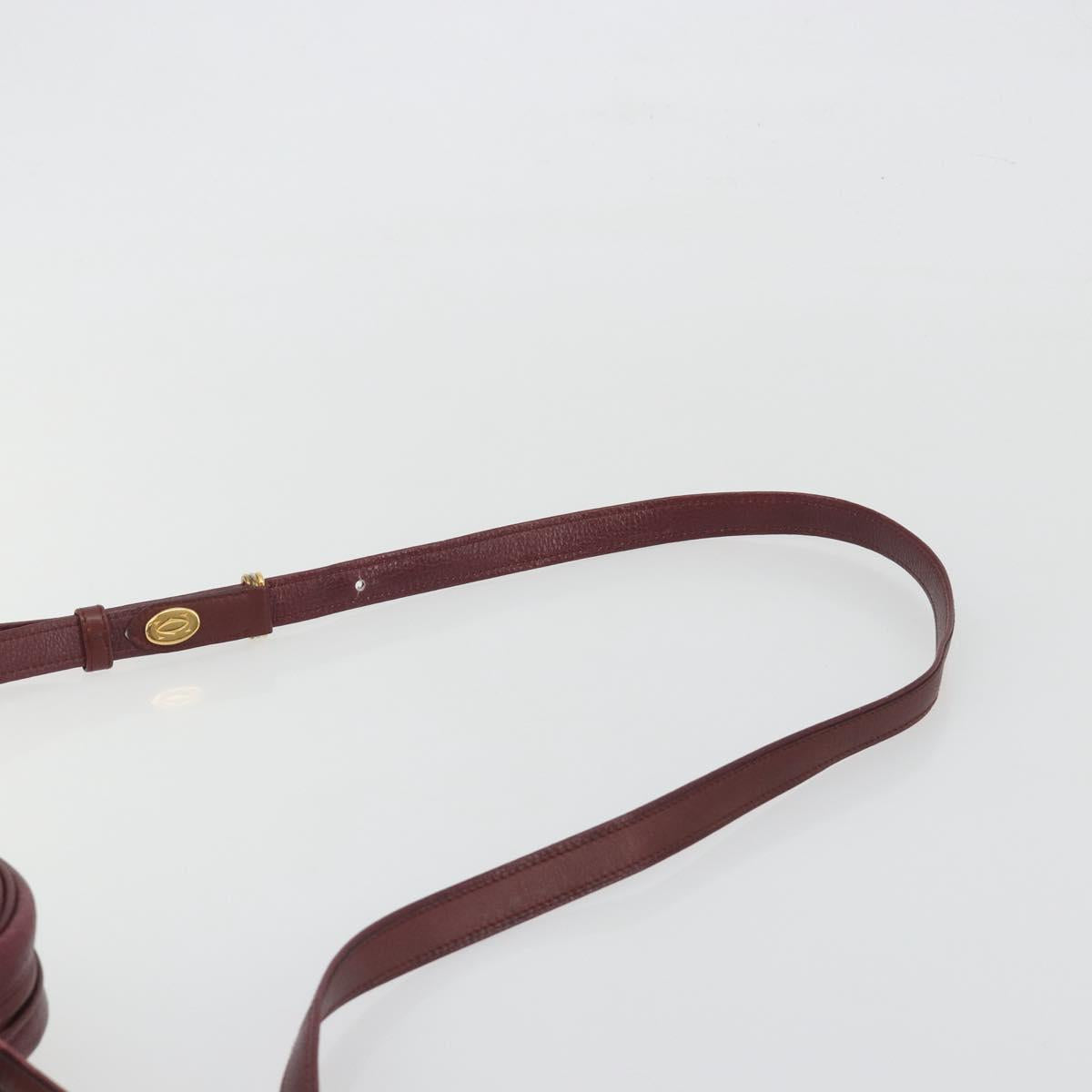 CARTIER Must Line Shoulder Bag Leather Bordeaux Gold Auth 194006