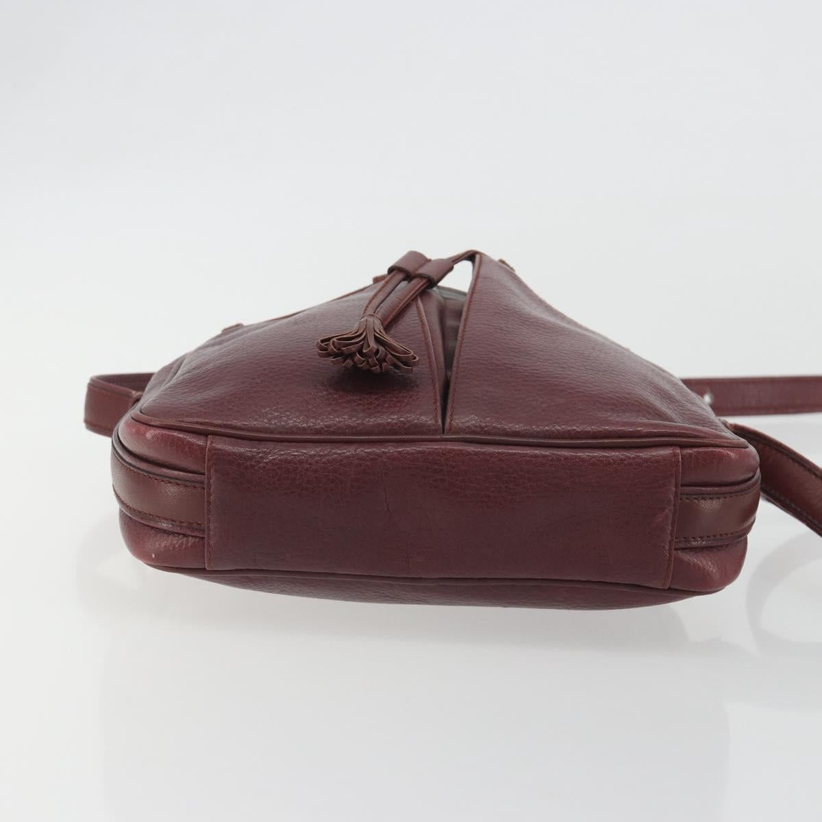 CARTIER Must Line Shoulder Bag Leather Bordeaux Gold Auth 194006