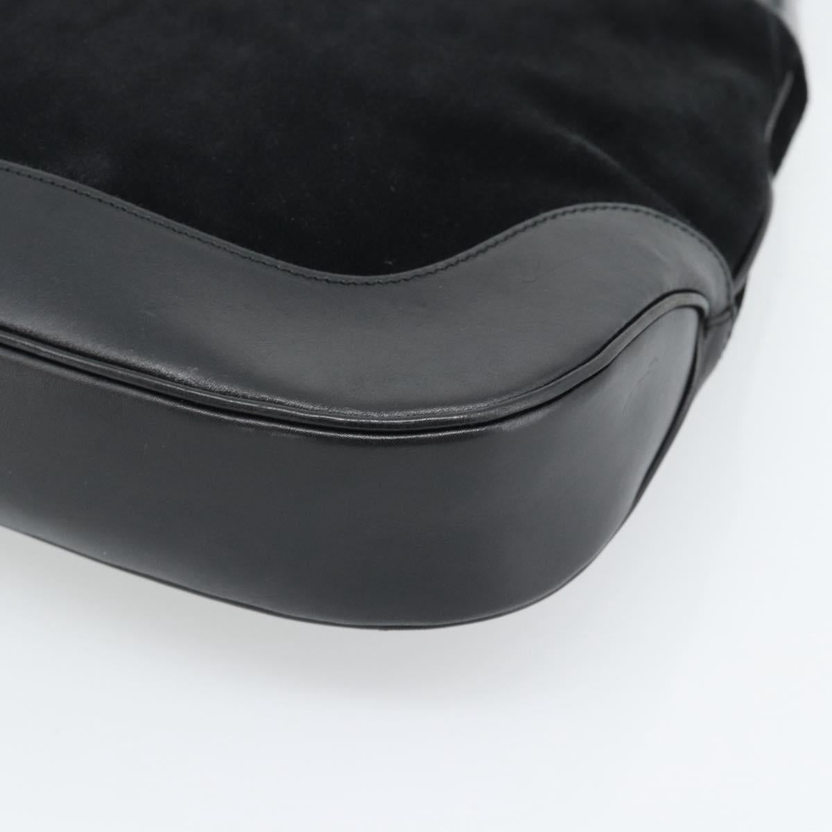 GUCCI Jackie Hand Bag Suede Black Silver 001 3346 Auth 194007