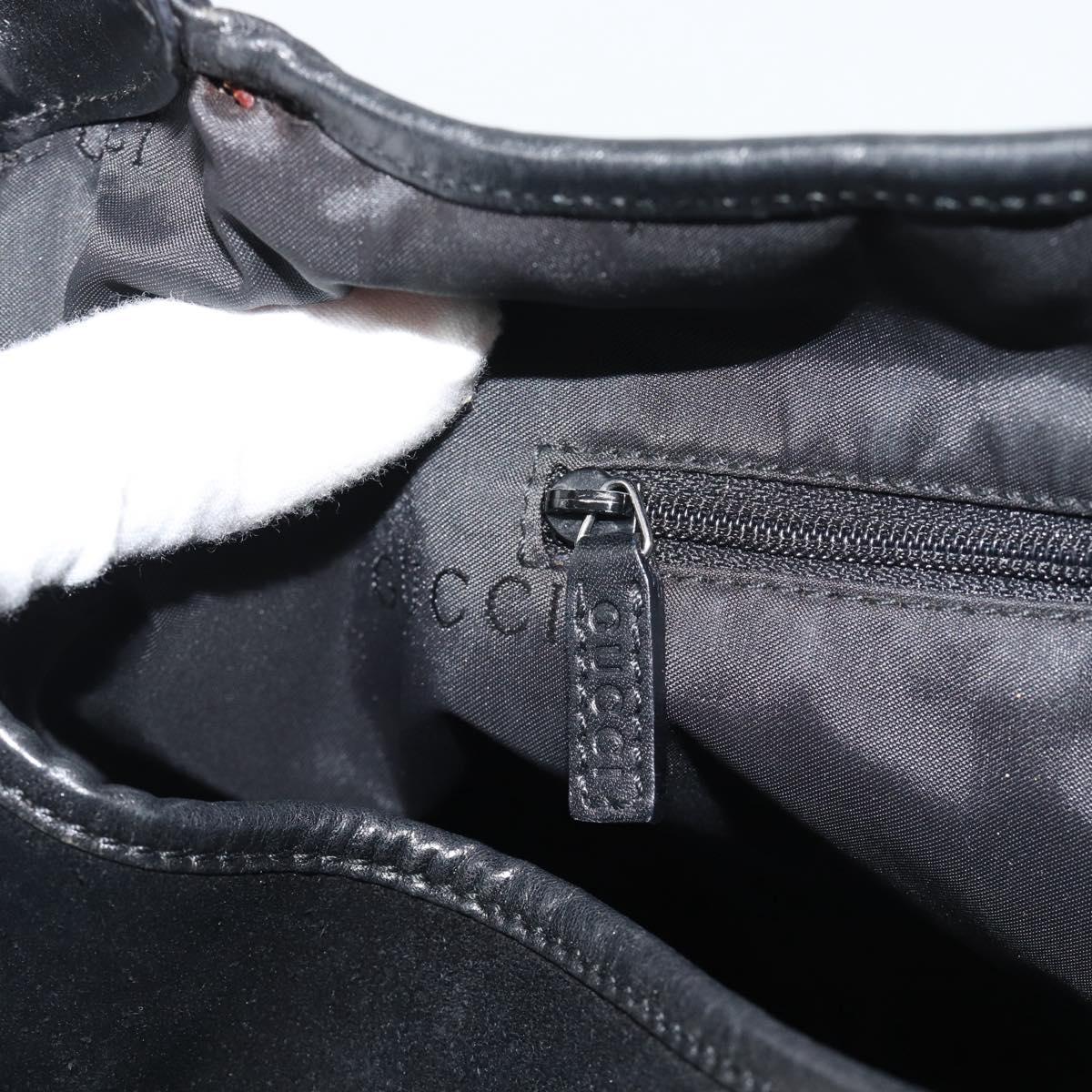 GUCCI Jackie Hand Bag Suede Black Silver 001 3346 Auth 194007