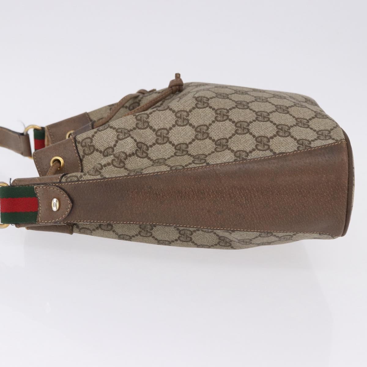 GUCCI GG Supreme Web Sherry Line Bag PVC Beige Gold 41 02 034 Auth 194011