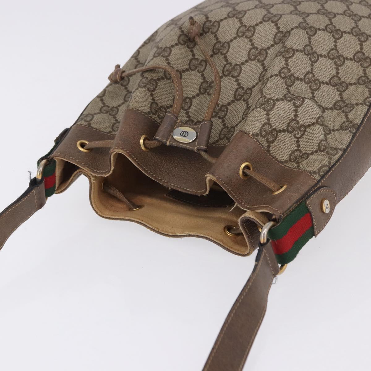 GUCCI GG Supreme Web Sherry Line Bag PVC Beige Gold 41 02 034 Auth 194011