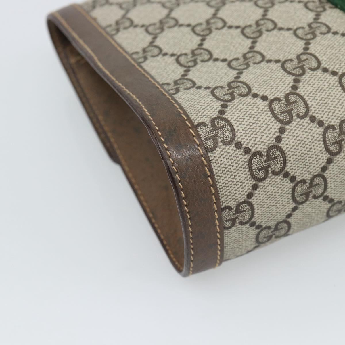 GUCCI GG Supreme Web Sherry Line Bag PVC Beige Gold 378 014 3087 Auth 194012