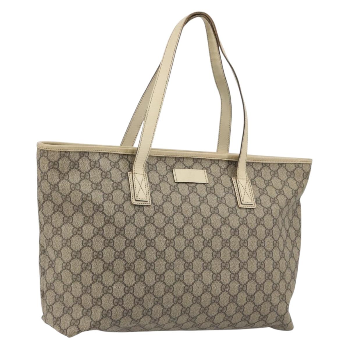 GUCCI GG Supreme Tote Bag PVC Beige 211137 Auth 194013
