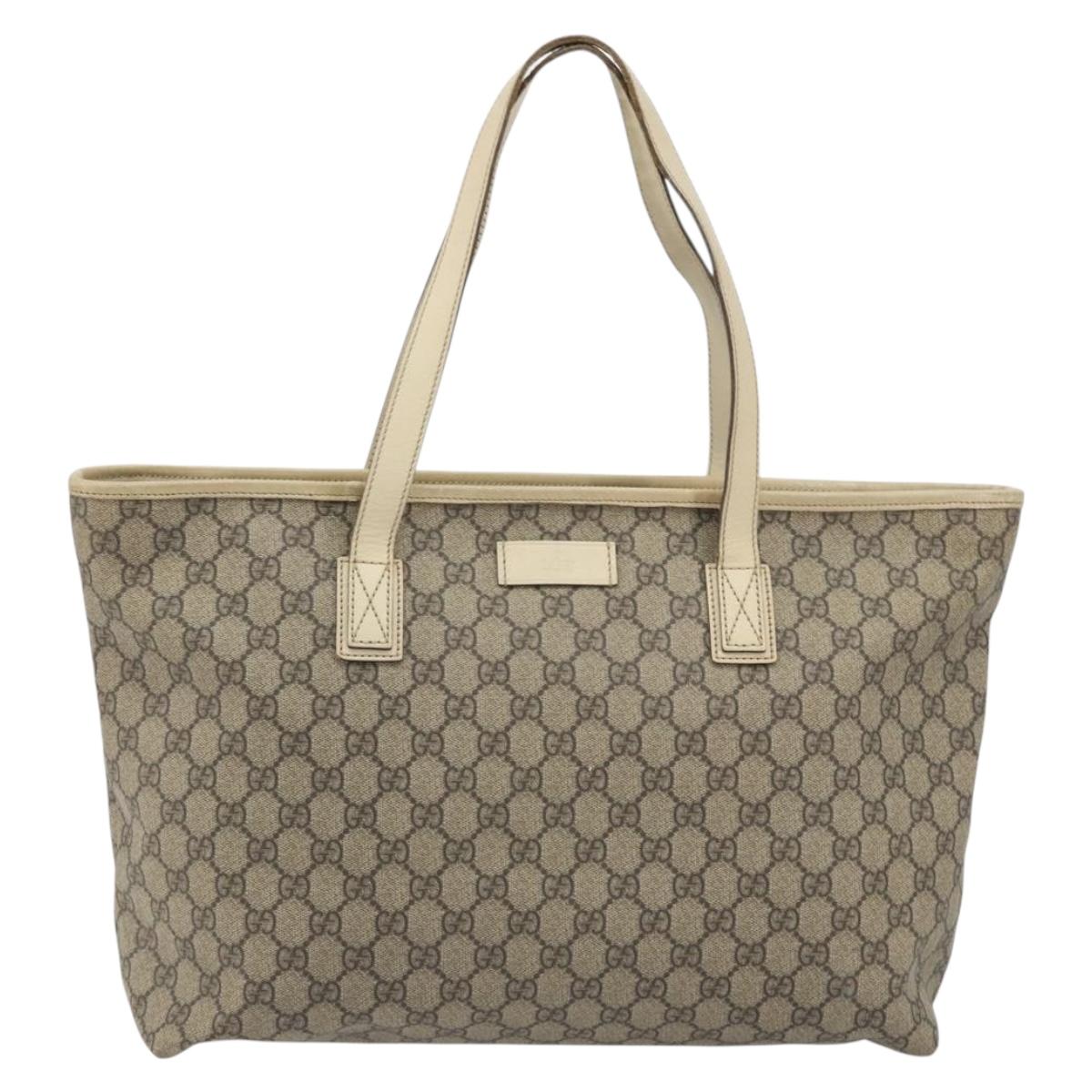 GUCCI GG Supreme Tote Bag PVC Beige 211137 Auth 194013