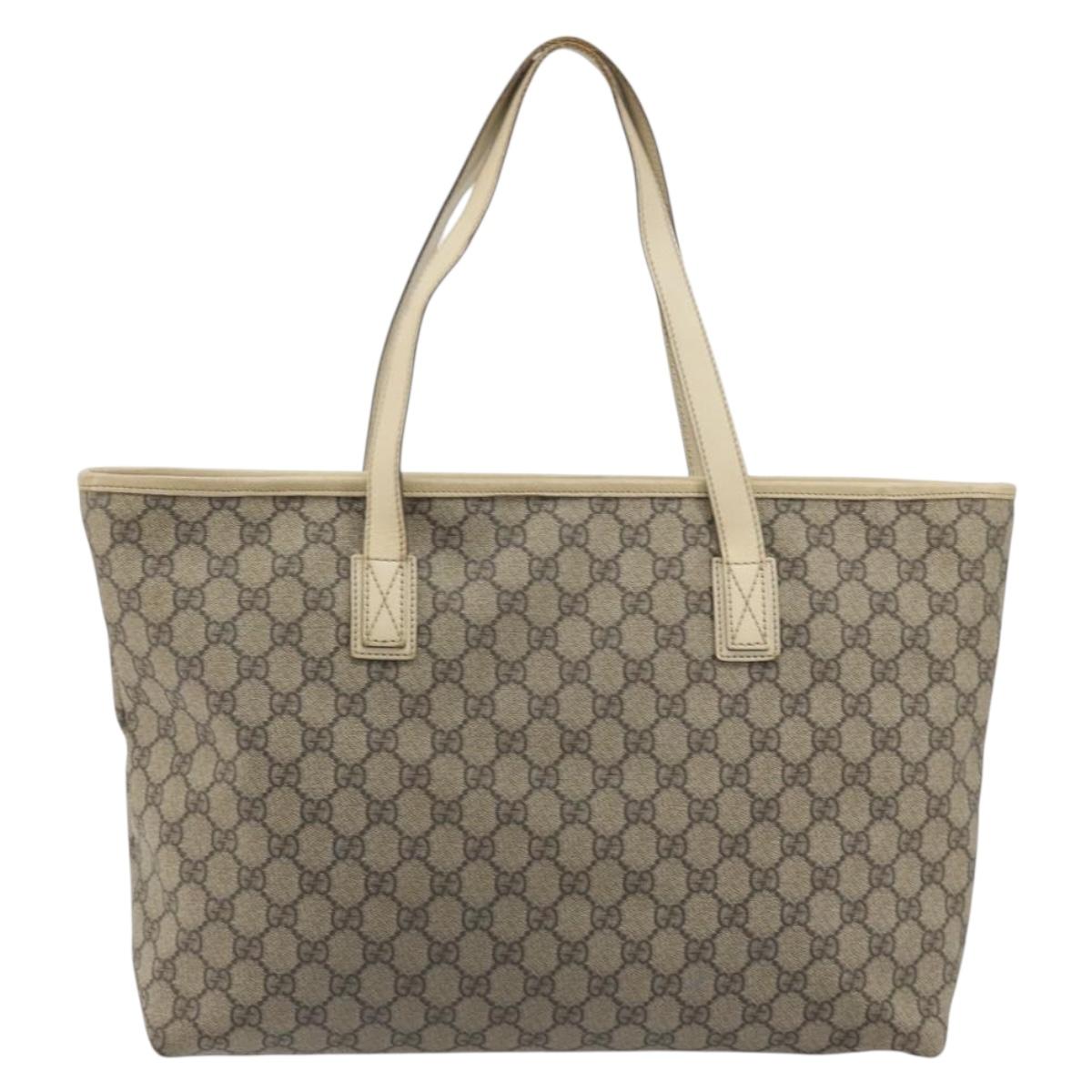 GUCCI GG Supreme Tote Bag PVC Beige 211137 Auth 194013