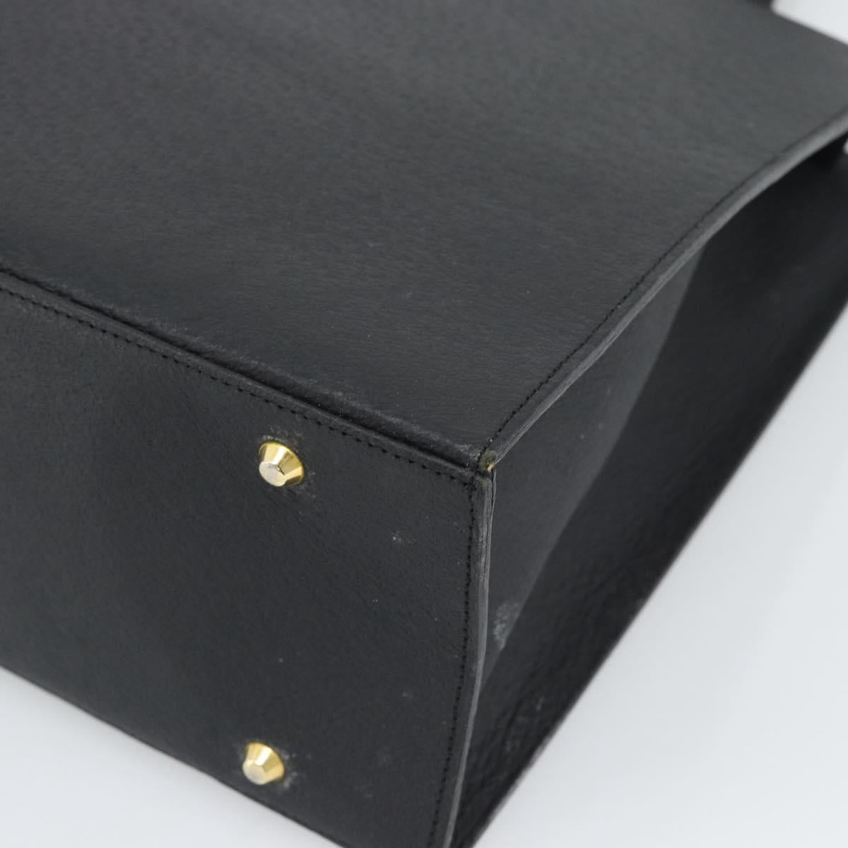 SAINT LAURENT Tote Bag Leather Black Gold Auth 194015