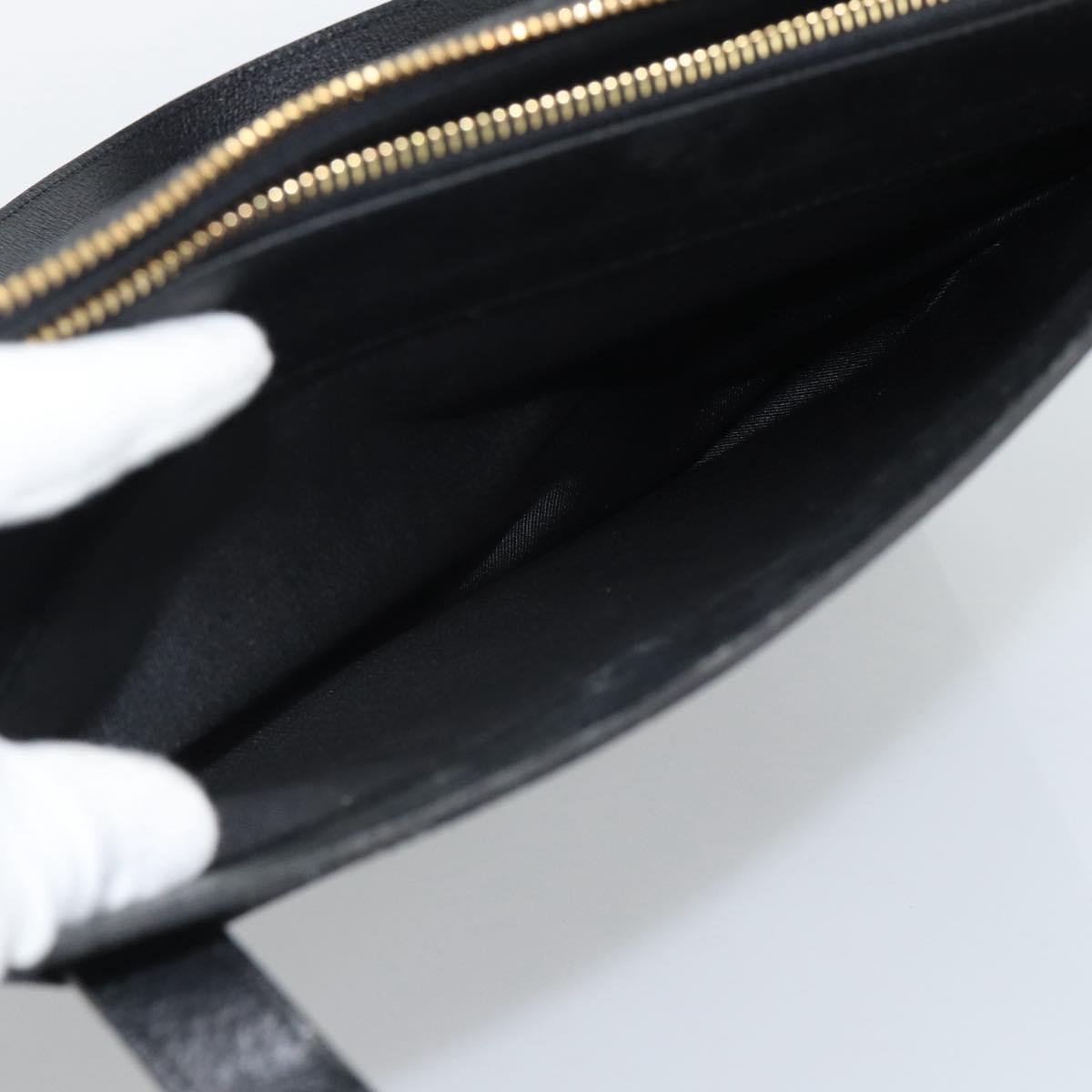 SAINT LAURENT Tote Bag Leather Black Gold Auth 194015