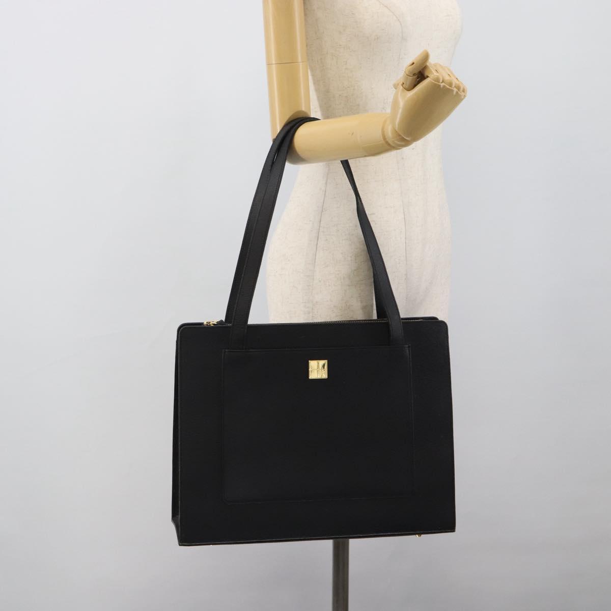 SAINT LAURENT Tote Bag Leather Black Gold Auth 194015