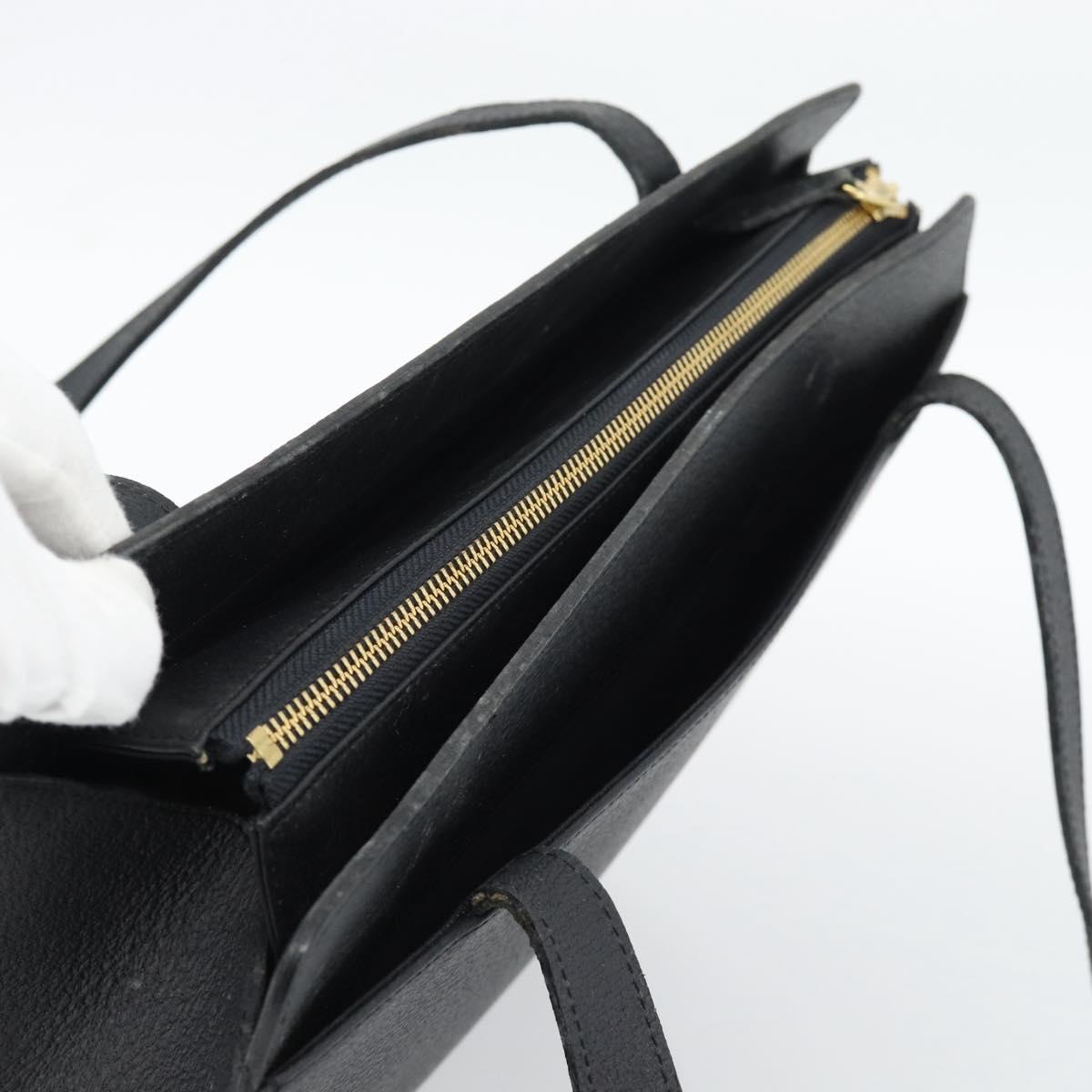 SAINT LAURENT Tote Bag Leather Black Gold Auth 194015