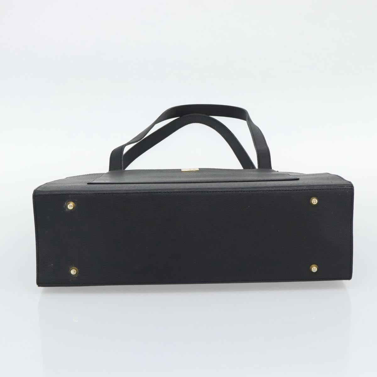 SAINT LAURENT Tote Bag Leather Black Gold Auth 194015