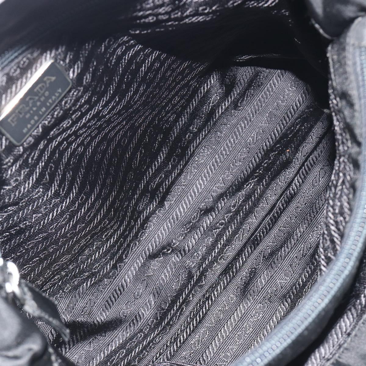 PRADA Hand Bag Nylon Black Silver Auth 194017