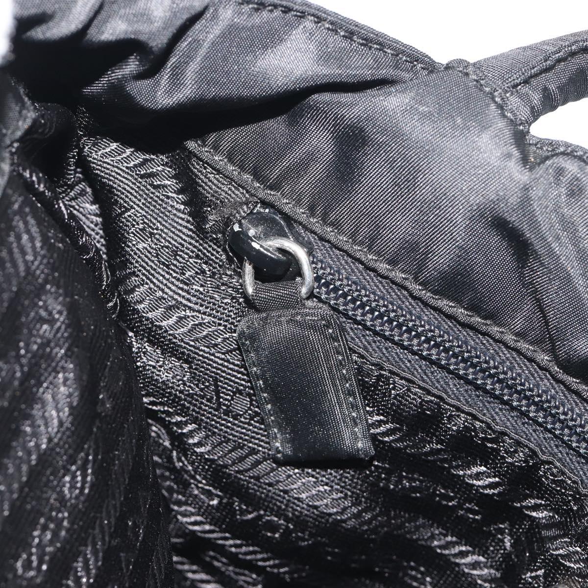 PRADA Hand Bag Nylon Black Silver Auth 194017
